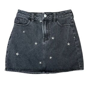PacSun Black Denim Embroidered Daisy Skirt Size 24
